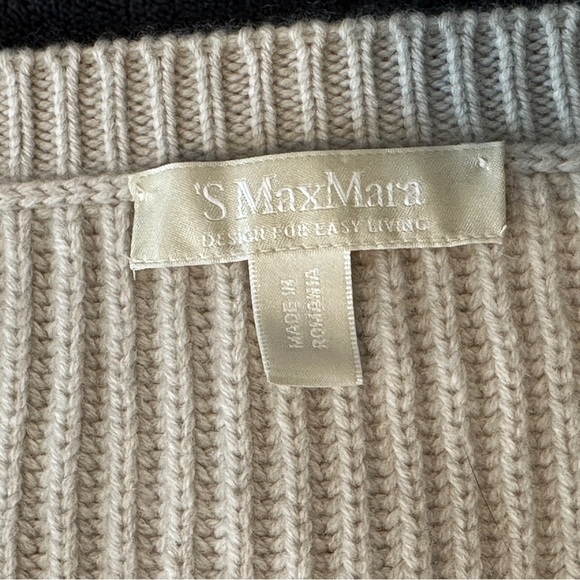 MaxMara Oversize V-Neck Cream Sweater - Picture 3 of 6